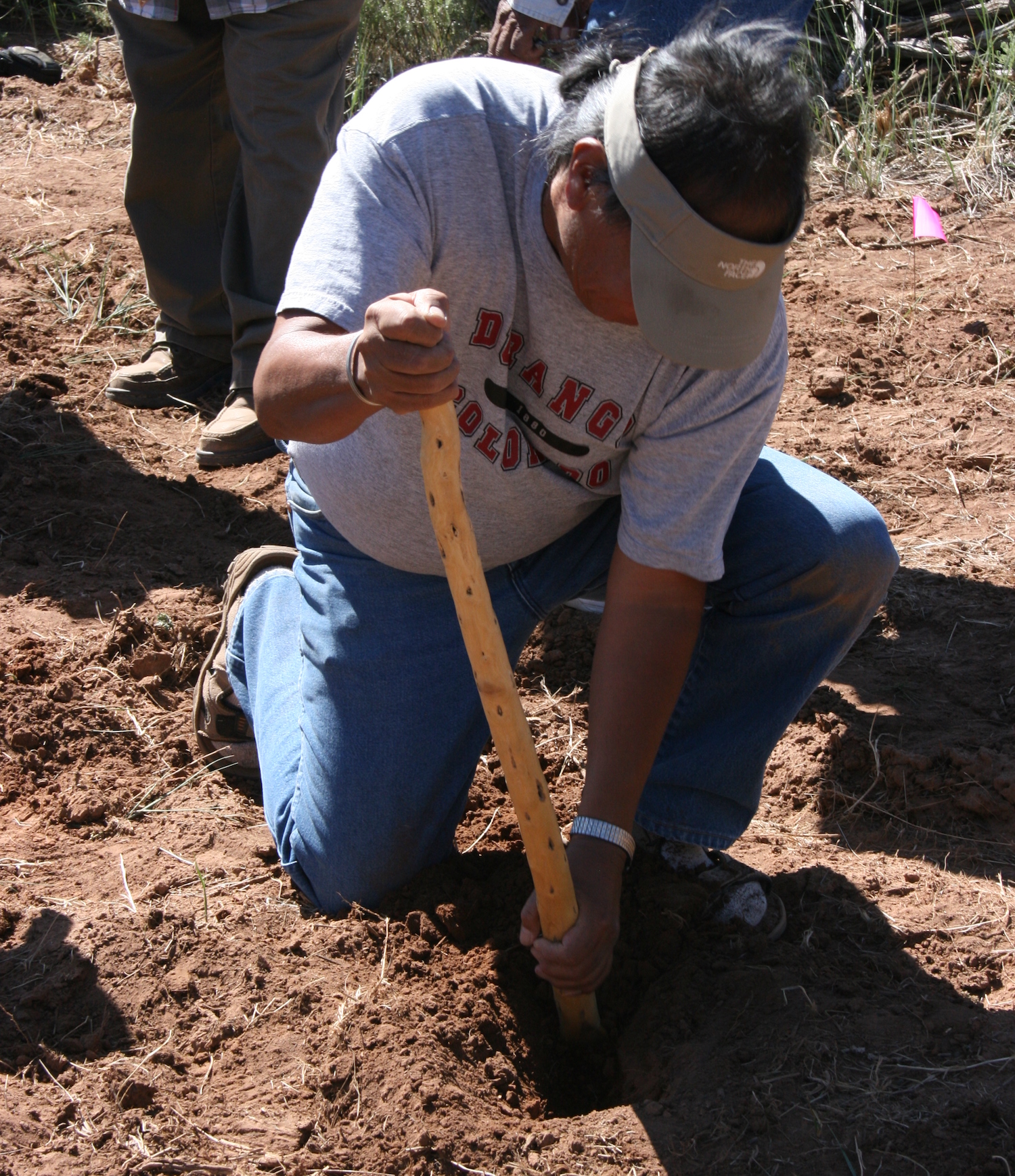 Using a traditional Hopi planting stick, or so’ya.
